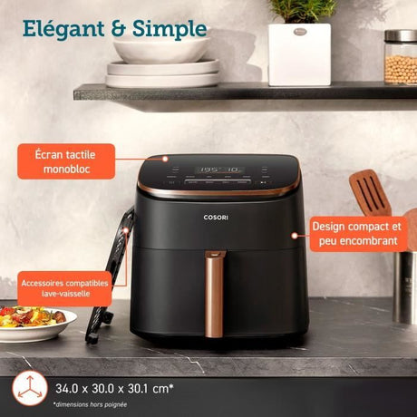 Friteuse sans huile COSORI - Turbo Blaze Chef Edition - Capacité 6L - 6 programmes - 1725W - Noir