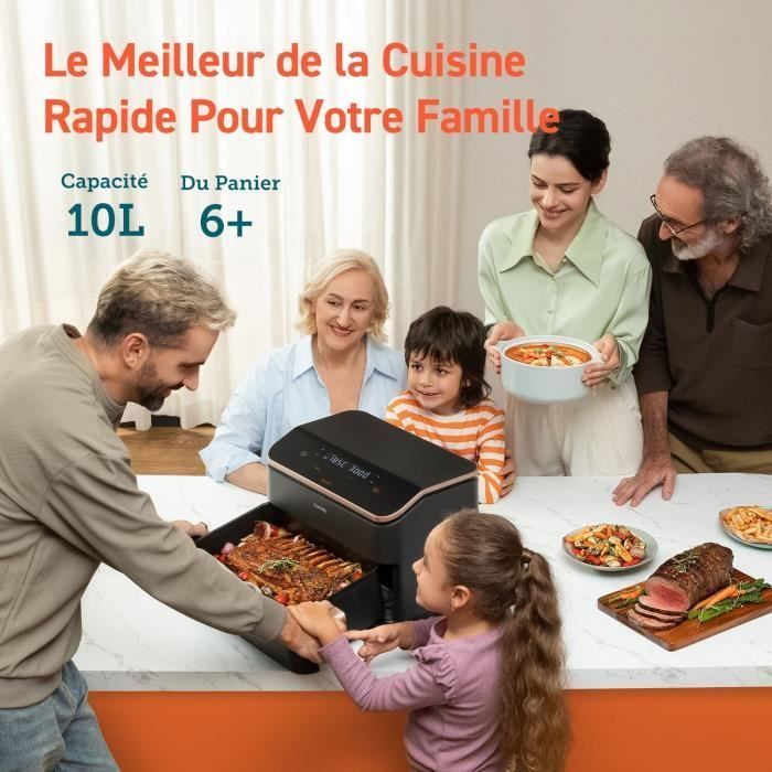 Friteuse sans huile COSORI - Dual Blaze Twinfry Chef Edition - Capacité 10L - 6 programmes - 2800W - Noir
