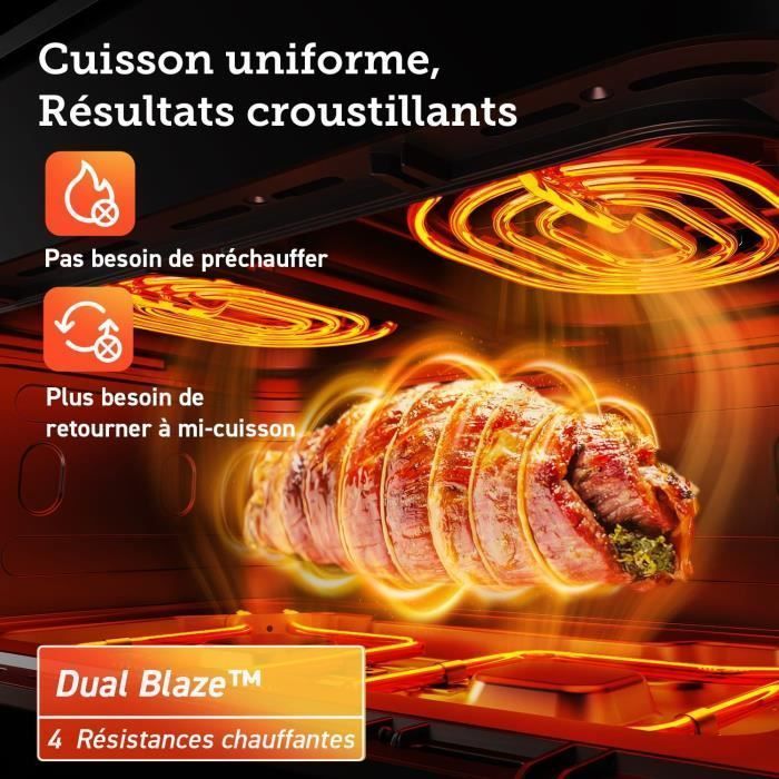 Friteuse sans huile COSORI - Dual Blaze Twinfry Chef Edition - Capacité 10L - 6 programmes - 2800W - Noir