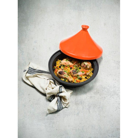 Tajine en fonte - COSY & TRENDY - Tous feux dont induction - Ř 30 cm - Orange / Noir