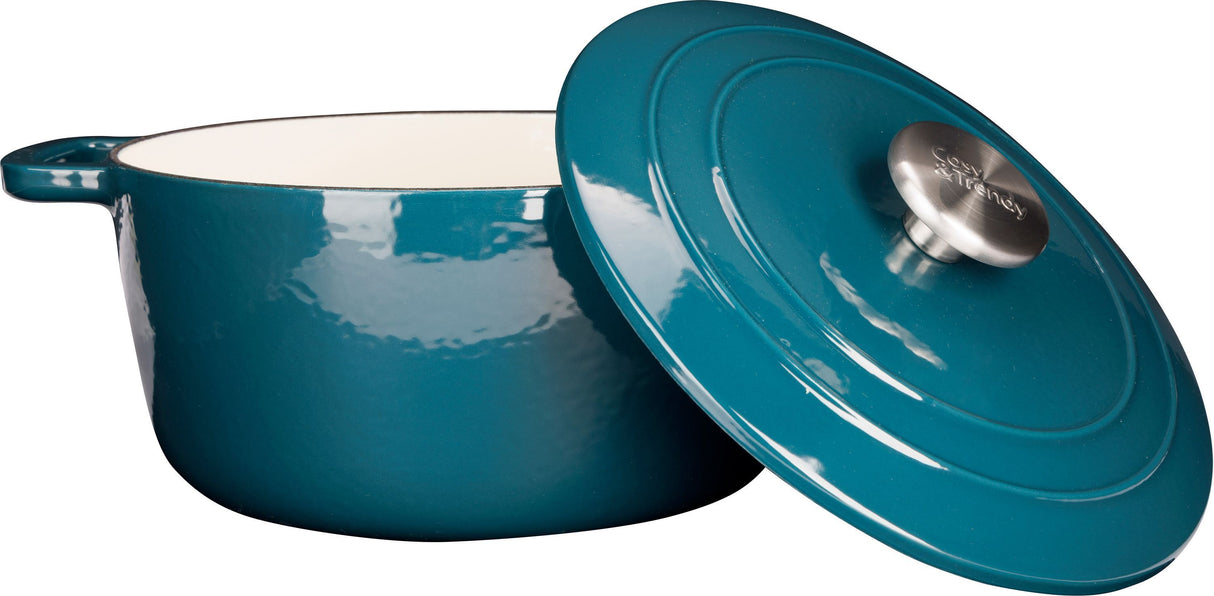 Cocotte avec couvercle - COSY & TRENDY - FONTESTIC - Fonte émaillée- Ø24 cm - 4,6 L - Tous feux dont induction - Bleu