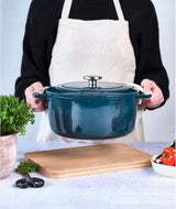 Cocotte avec couvercle - COSY & TRENDY - FONTESTIC - Fonte émaillée- Ø28 cm - 6,15 L - Tous feux dont induction - Bleu