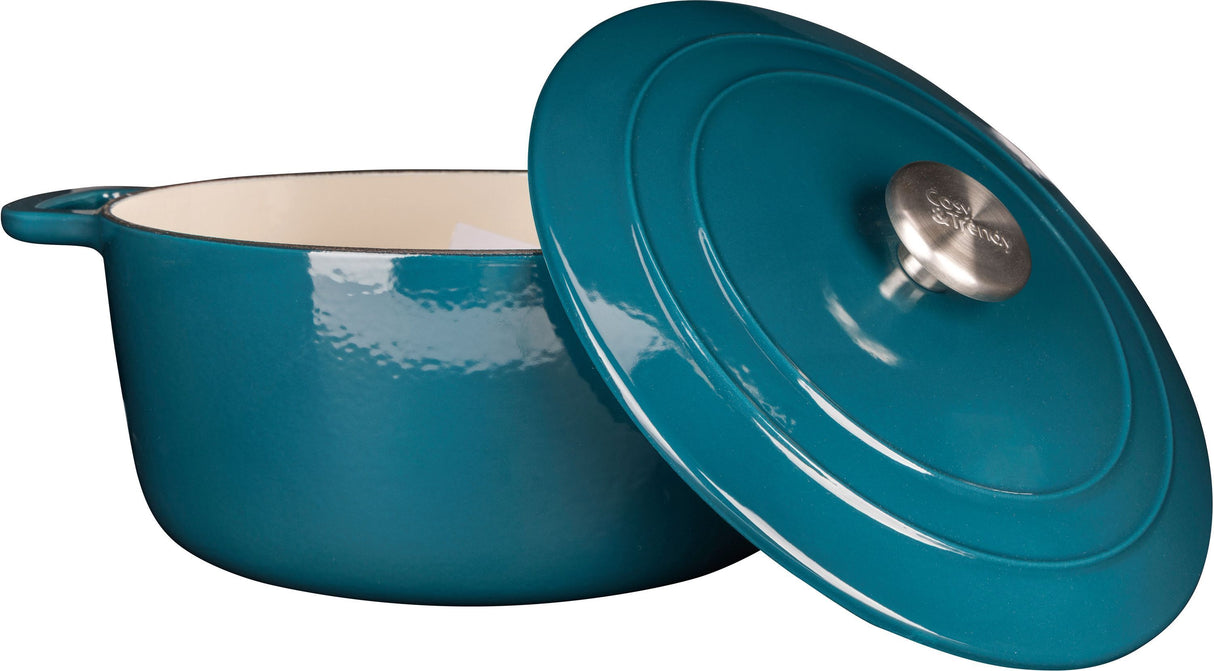Cocotte avec couvercle - COSY & TRENDY - FONTESTIC - Fonte émaillée- Ø28 cm - 6,15 L - Tous feux dont induction - Bleu