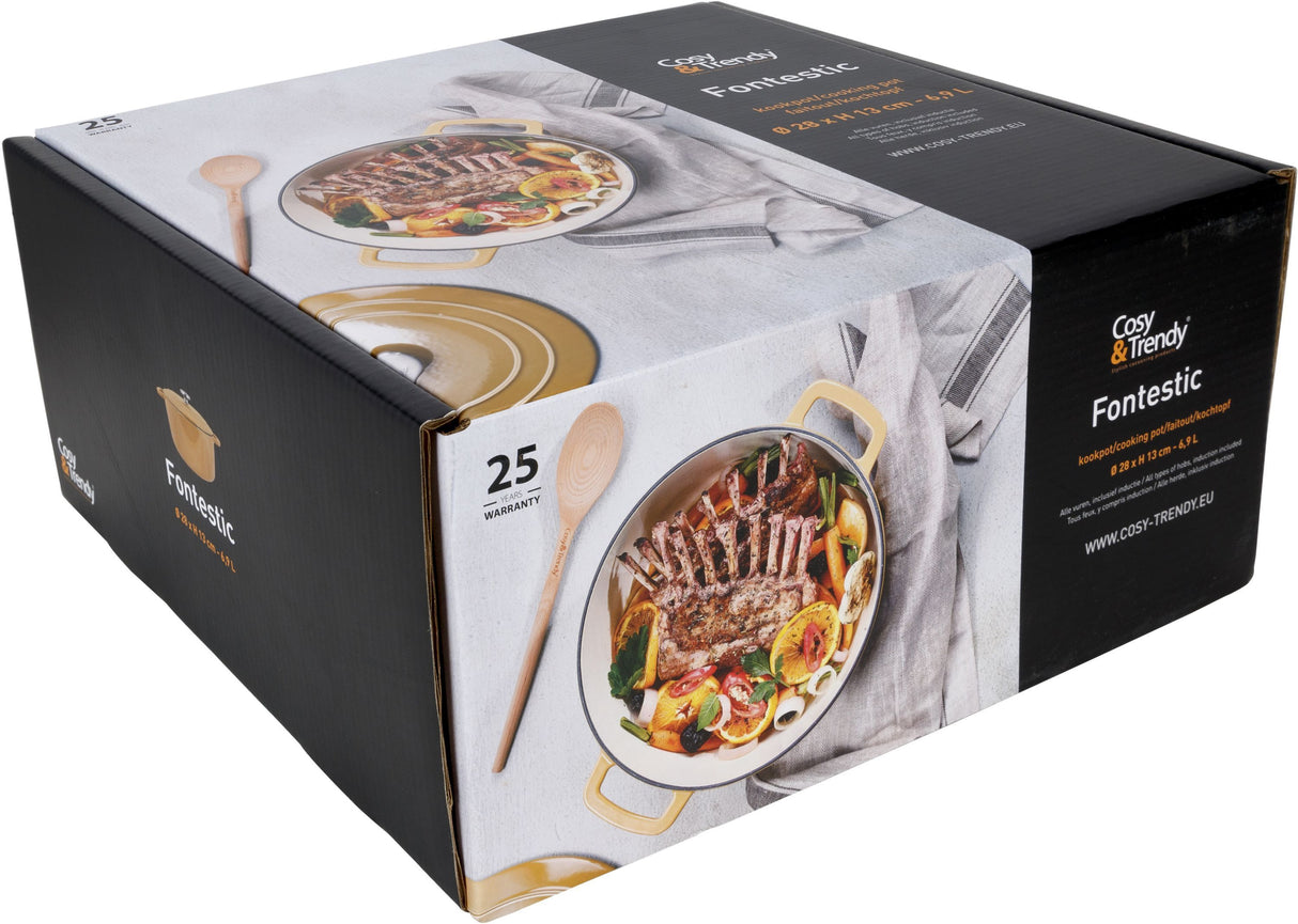 Cocotte avec couvercle - COSY & TRENDY - FONTESTIC - Fonte émaillée- Ø28 cm - 6,15 L - Tous feux dont induction - Ambre