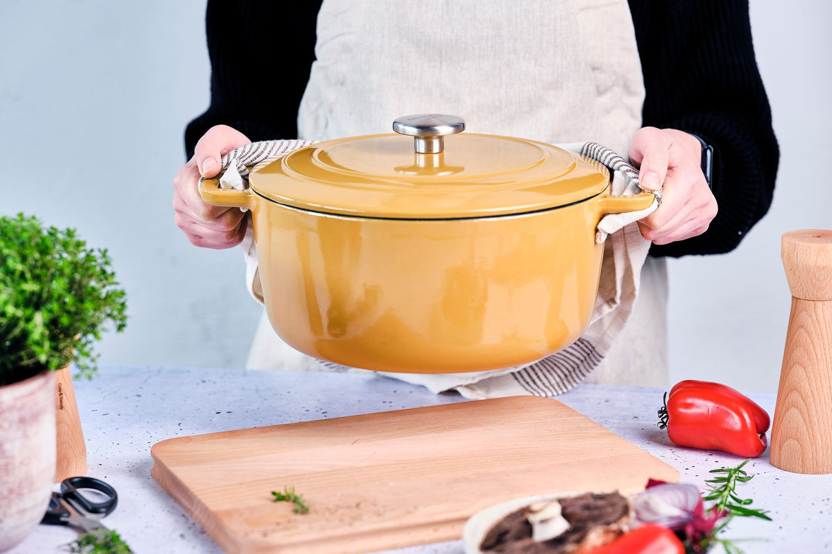 Cocotte avec couvercle - COSY & TRENDY - FONTESTIC - Fonte émaillée- Ø28 cm - 6,15 L - Tous feux dont induction - Ambre