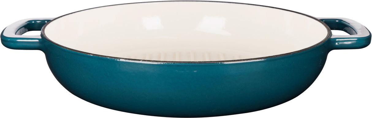 Poele a grill - COSY & TRENDY - FONTESTIC - Fonte émaillée - Ø28 cm - Tous feux dont induction - Bleu