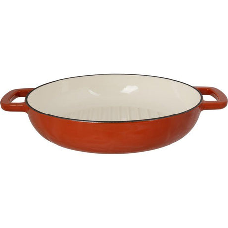 Poele a grill - COSY & TRENDY - FONTESTIC - Fonte émaillée - Ř28 cm - Tous feux dont induction - Rouille