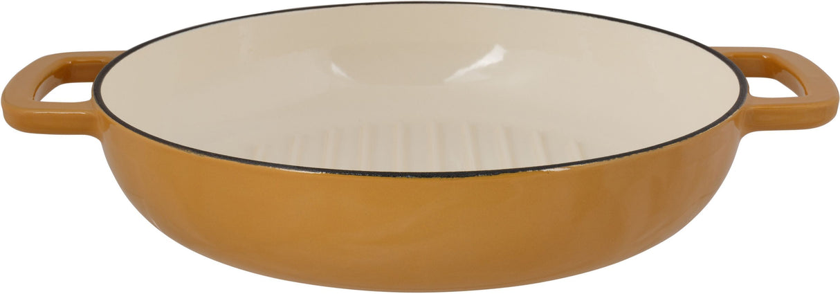 Poele a grill - COSY & TRENDY - FONTESTIC - Fonte émaillée - Ø28 cm - Tous feux dont induction - Ambre