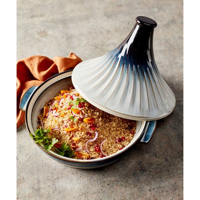 Tajine en gres - COSY & TRENDY - Tous feux sauf induction - Ø 31,7 cm - Blanc / Bleu