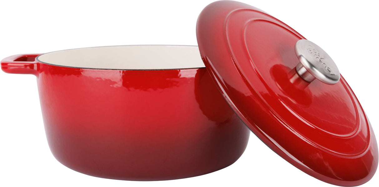 Cocotte avec couvercle - COSY & TRENDY - FONTESTIC - Fonte émaillée- Ø24 cm - 4,6 L - Tous feux dont induction - Rouge