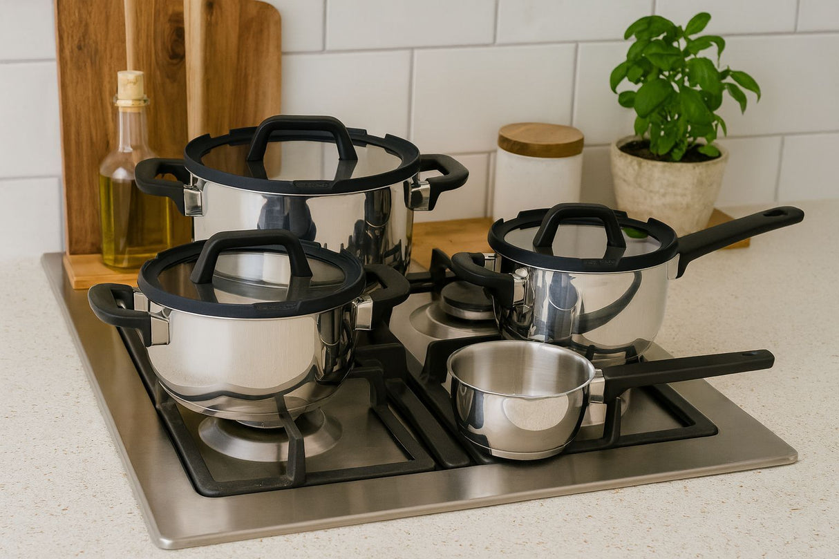 Batterie de cuisine  - Tous feux dont induction - COSY & TRENDY - CASCADE - Acier inxoydable - 7 pieces
