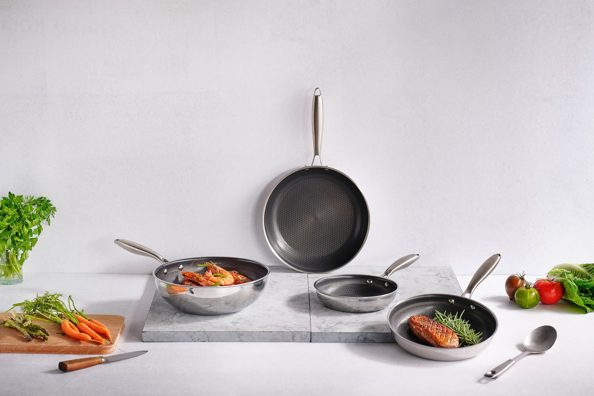 Wok - COSY & TRENDY - HEXAPRO - Acier inoxydable - Ø24 cm - Anti-adhésive - Tous feux dont induction