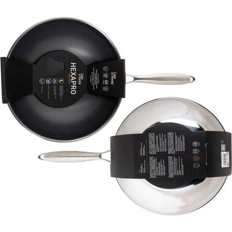 Wok - COSY & TRENDY - HEXAPRO - Acier inoxydable - Ř24 cm - Anti-adhésive - Tous feux dont induction