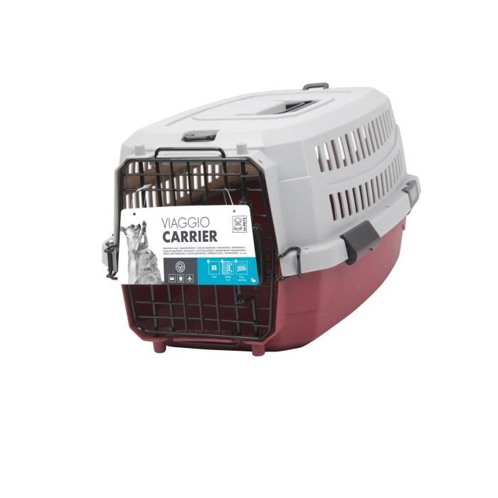 M-PETS Caisse de transport Viaggio Carrier XS - 48,3x32x25,4cm - Bordeaux et gris - Pour chien et chat