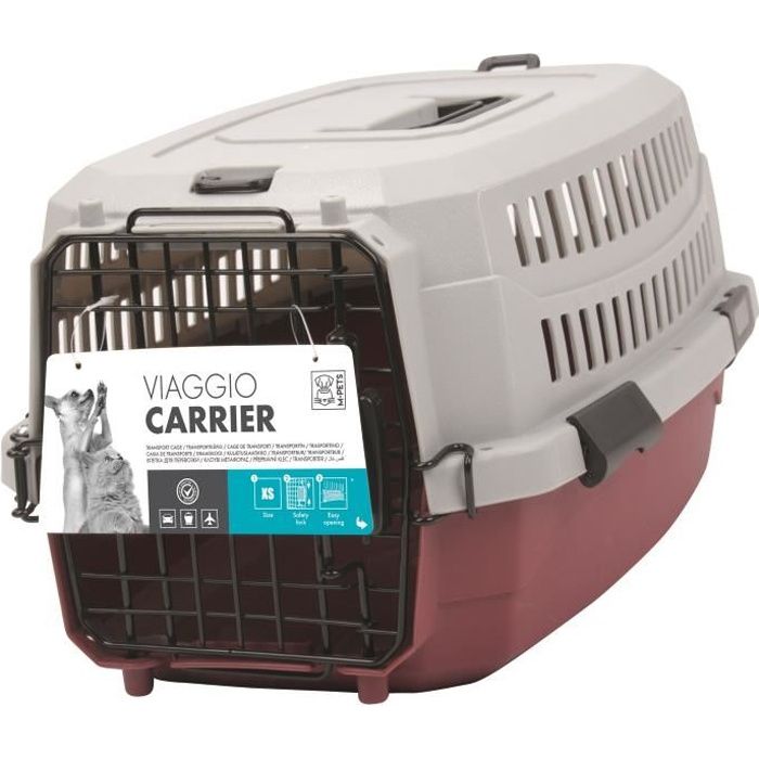 M-PETS Caisse de transport Viaggio Carrier S - 58,4x38,7x33cm - Bordeaux et gris - Pour chien et chat