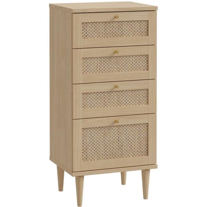 Commode - CALASETTEA - 4 tiroirs - Décor Chene - 50,4 x 41,4 x 108,8 cm