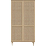Armoire de chambre - 2 portes battantes - Décor Chene - Cannage - L110 x H208 x P54 cm - CALASETTA