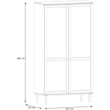 Armoire de chambre - 2 portes battantes - Décor Chene - Cannage - L110 x H208 x P54 cm - CALASETTA