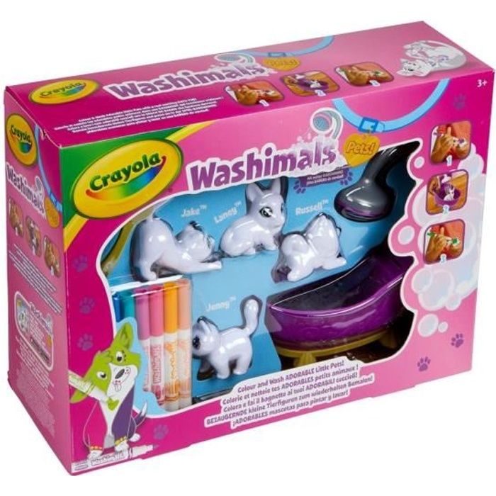 Washimals Coffret de coloriage 3D - CRAYOLA - Feutres lavables inclus - Pour enfants a partir de 3 ans