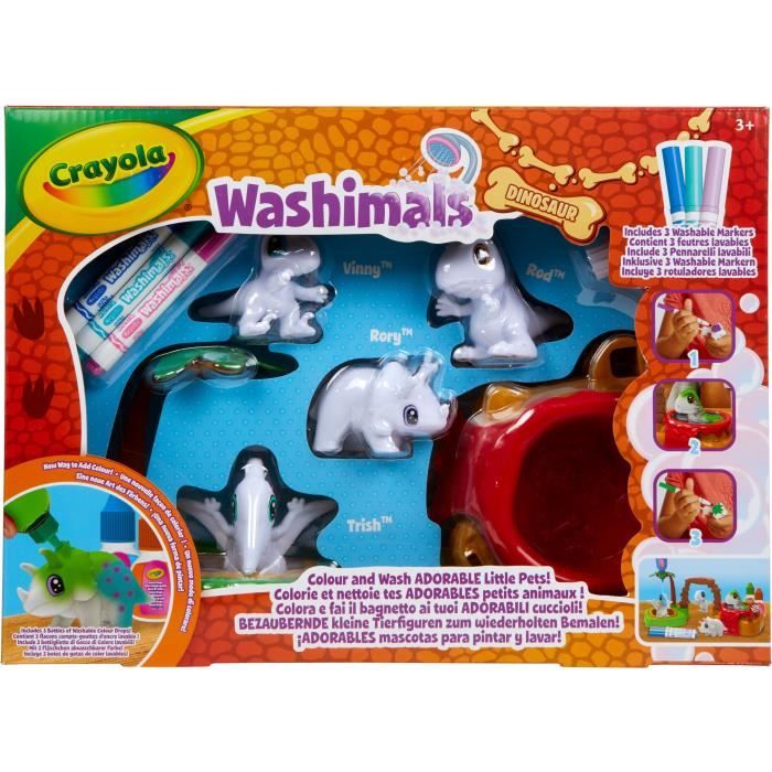 Washimals - CRAYOLA - Mes Animaux a Colorier - Dinosaures - Pour Enfant a partir de 3 ans