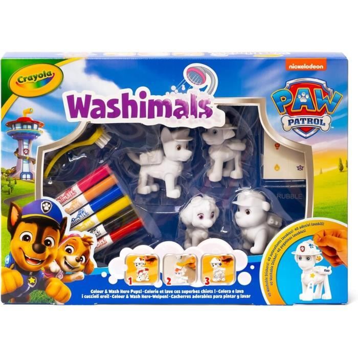 Washimals - Mes animaux a colorier - CRAYOLA - 4 animaux Pat'Patrouille - Des 3 ans
