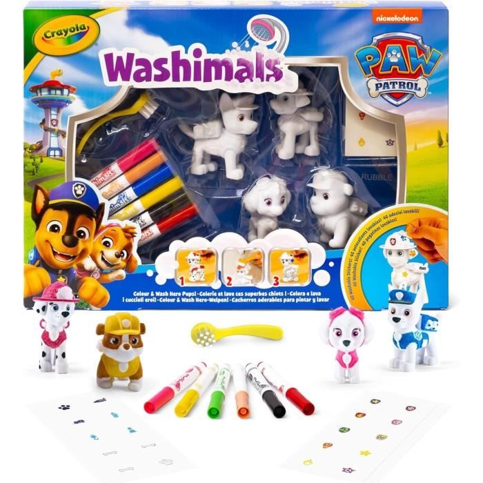 Washimals - Mes animaux a colorier - CRAYOLA - 4 animaux Pat'Patrouille - Des 3 ans