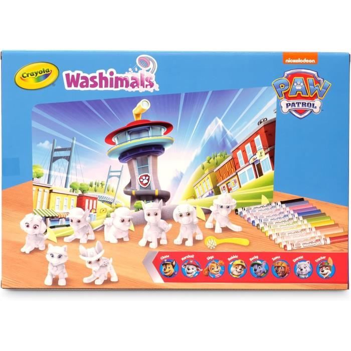 Washimals - Mes animaux a colorier - CRAYOLA - Super Set 8 animaux Pat'Patrouille - Des 3 ans