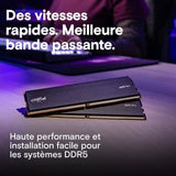 Mémoire RAM - CRUCIAL - DDR5 PRO - Kit 48 Go (2 x 24 Go) - 5600 MT/s - UDIMM - CL46 - CP2K24G56C46U5