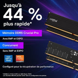 Mémoire RAM - CRUCIAL - DDR5 PRO - Kit 48 Go (2 x 24 Go) - 5600 MT/s - UDIMM - CL46 - CP2K24G56C46U5