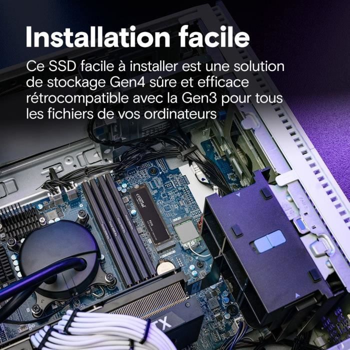 CRUCIAL - P310 - SSD interne - 4 To - PCIe Gen4 NVMe M.2 - Vitesse lecture Jusqu'a 7100 Mo/s - CT4000P310SSD8