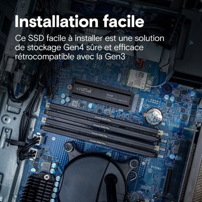 CRUCIAL - P310 - Disque SSD Interne - 1TB - Gen4 - NVMe M.2 - Jusqu'a 7100 Mo/s