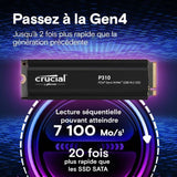 CRUCIAL - P310 - Disque SSD Interne - 1TB - Gen4 - NVMe M.2 - Jusqu'a 7100 Mo/s