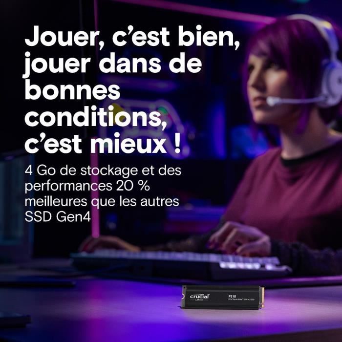 CRUCIAL - P310 - Disque SSD Interne - 1TB - Gen4 - NVMe M.2 - Jusqu'a 7100 Mo/s