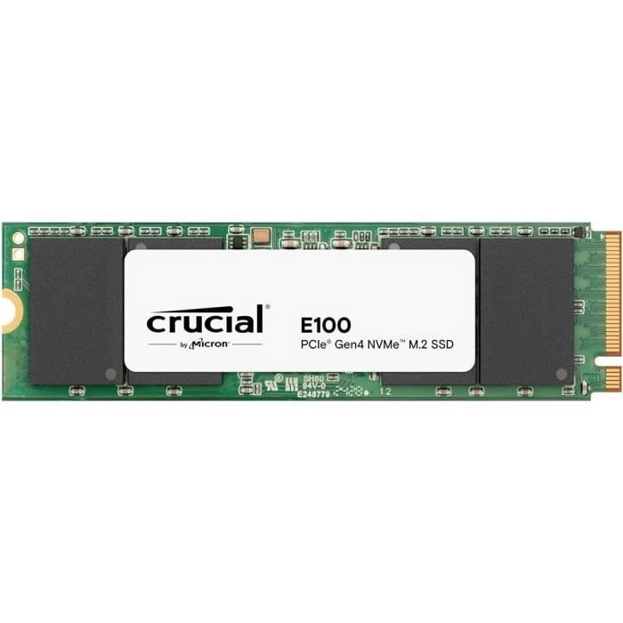 CRUCIAL - Disque SSD - E100 PCIe 4.0 Gen4 2280 NVMe M.2 SSD - 2 To