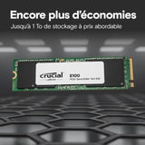 CRUCIAL - Disque SSD - E100 PCIe 4.0 Gen4 2280 NVMe M.2 SSD - 2 To