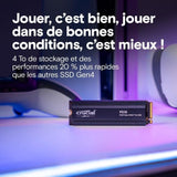 CRUCIAL - P310 - SSD interne - 4 To - PCIe Gen4 NVMe M.2 - Avec dissipateur - Vitesse lecture Jusqu'a 7100 Mo/s - CT4000P310SSD5