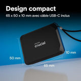 SSD Externe Portable - CRUCIAL - X9 - 2To - USB-C 3.2 - Compatible PC, Mac, PlayStation, Xbox