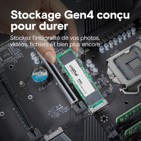 SSD interne - CRUCIAL - E100 - 1 To - PCIe Gen4 NVMe M.2 - Jusqu'a 5000 Mo/s