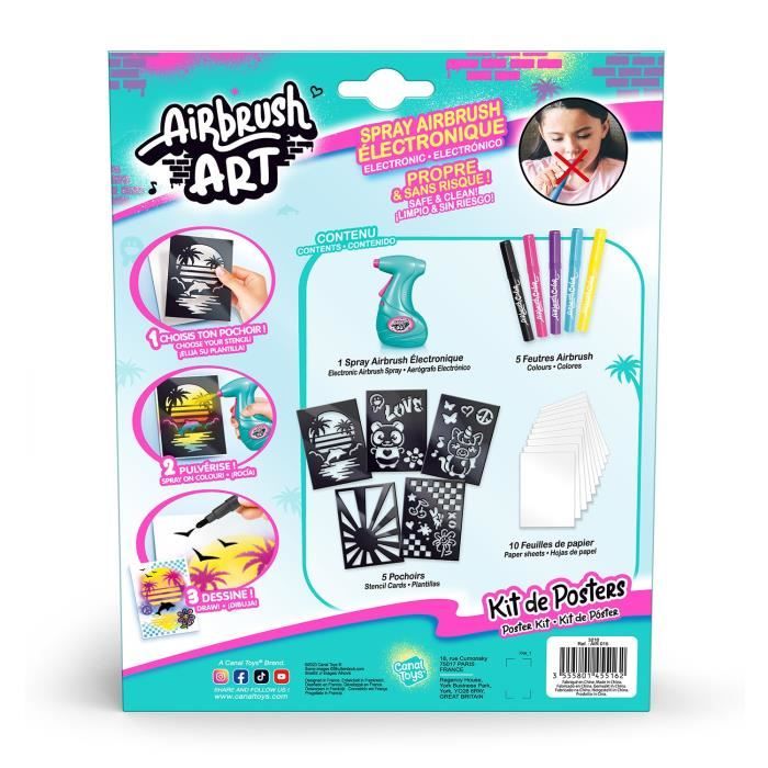 Canal Toys - Airbrush Art - Kit de CrÈation de Posters avec spray Èlectronique, pochoirs et feutres - AIR 015