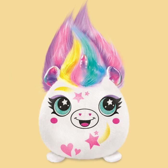 Peluche Squishy Hair'iffic  a coiffer et décorer avec spray électronique, feutres, - Airbrush Plush -AIR 040- aléatoire Canal Toys