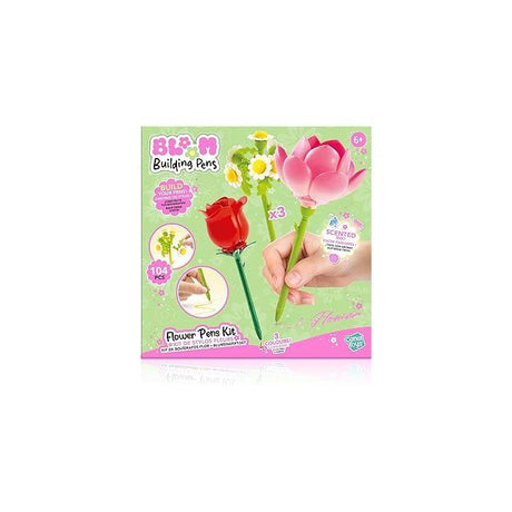 Stylo Fleur a Construire – Pack de 3 – Rose, Lotus et Marguerite - Encre pailletée et parfumée – BLM 002- Canal Toys - BLOOM