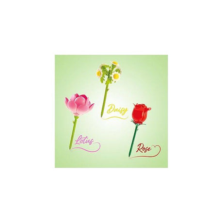 Stylo Fleur a Construire – Pack de 3 – Rose, Lotus et Marguerite - Encre pailletée et parfumée – BLM 002- Canal Toys - BLOOM