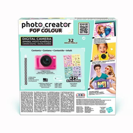 Appareil Photo Numérique Pop Couleur Rose- Avec carte SD 8Go incluse - Photo Creator - CLK 042 Canal Toys