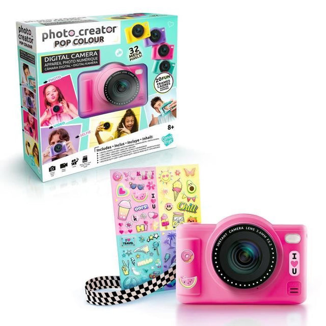 Appareil Photo Numérique Pop Couleur Rose- Avec carte SD 8Go incluse - Photo Creator - CLK 042 Canal Toys