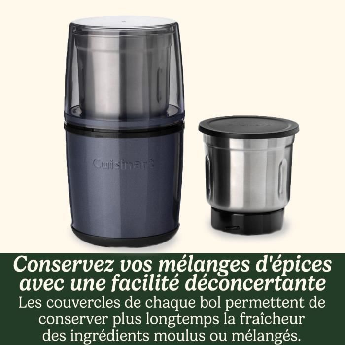 Moulin a épices - CUISINART - Fonctionne par impulsion - 2 bols avec couvercle - Bleu nuit