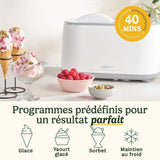 Sorbetiere CUISINART - ICE90E - Capacité 950ml - Préparation rapide en 40min - 100W