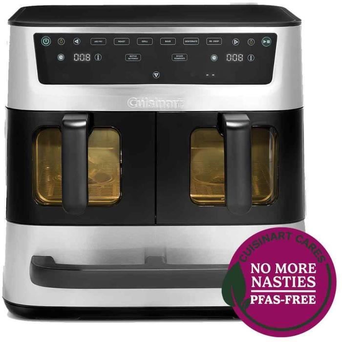 Friteuse sans huile CUISINART - Airfryer AFT13XSSE - Capacité 13,6L - Double cuves + 1 tiroir - Noir / Inox - 2400W