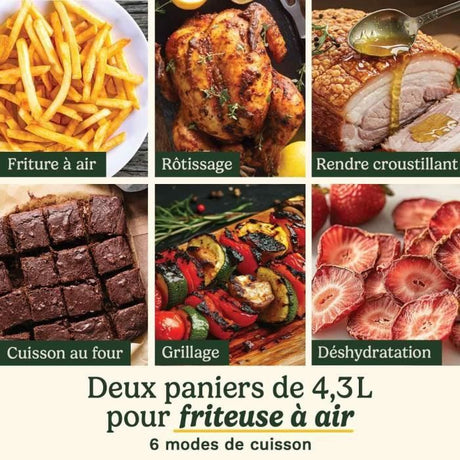 Friteuse sans huile CUISINART - Airfryer AFT13XSSE - Capacité 13,6L - Double cuves + 1 tiroir - Noir / Inox - 2400W