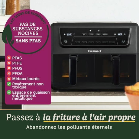 Friteuse sans huile CUISINART - Airfryer AFD10XBLE - Capacité 10,4L - Double cuves - Noir - 2400W