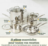 Batterie de cuisine - Tous feux dont induction - CUISINART - 77-11G - Acier inoxydable - 11 pieces